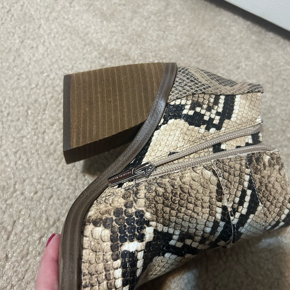Vince Camuto Gidgey Stacked Heel Python Ankle Booties - Picture 5 of 9
